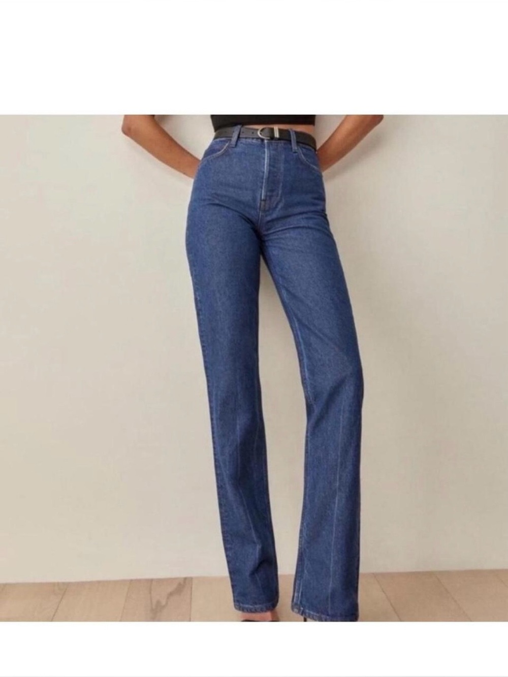 Reformation Straight-Leg Jeans in Classic Blue Denim